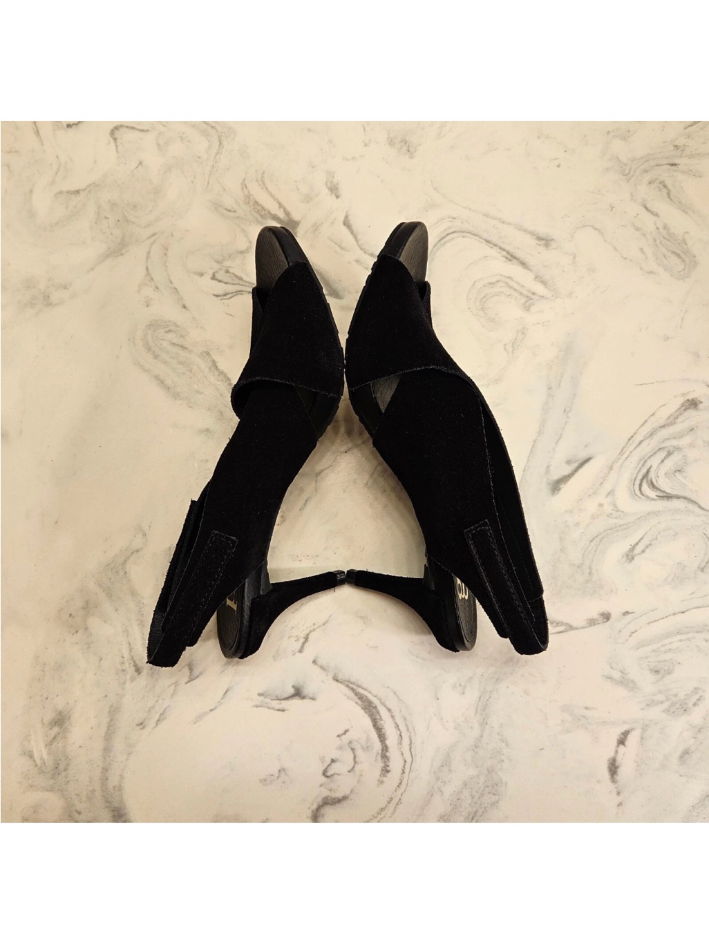 Pedro Garcia Black Suede Pointed Slingback Heels